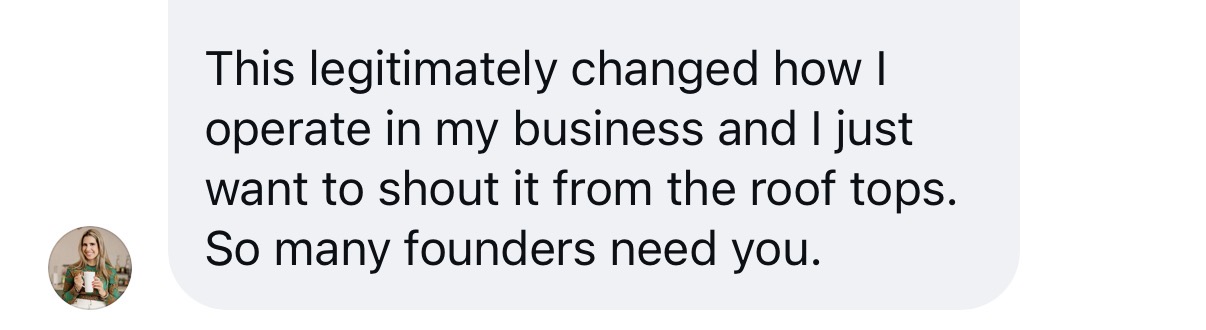 Message from Corina about how Productive CEO Club changed how she operates her business